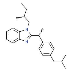 ChemSpider 2D Image | 2-[(1R)-1-(4-Isobutylphenyl)ethyl]-1-[(2R)-2-methylbutyl]-1H-benzimidazole | C24H32N2