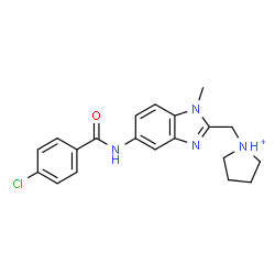 ChemSpider 2D Image | 1-({5-[(4-Chlorobenzoyl)amino]-1-methyl-1H-benzimidazol-2-yl}methyl)pyrrolidinium | C20H22ClN4O
