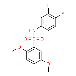 ChemSpider 2D Image | N-(3,4-Difluorophenyl)-2,5-dimethoxybenzenesulfonamide | C14H13F2NO4S