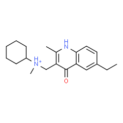 ChemSpider 2D Image | N-[(6-Ethyl-2-methyl-4-oxo-1,4-dihydro-3-quinolinyl)methyl]-N-methylcyclohexanaminium | C20H29N2O