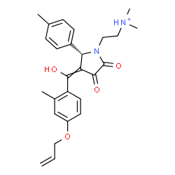ChemSpider 2D Image | 2-[(2S)-3-{[4-(Allyloxy)-2-methylphenyl](hydroxy)methylene}-2-(4-methylphenyl)-4,5-dioxo-1-pyrrolidinyl]-N,N-dimethylethanaminium | C26H31N2O4