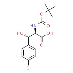 ChemSpider 2D Image | (betaS)-4-Chloro-beta-hydroxy-N-{[(2-methyl-2-propanyl)oxy]carbonyl}-D-phenylalanine | C14H18ClNO5