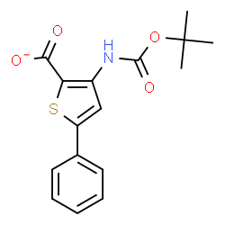 ChemSpider 2D Image | 3-({[(2-Methyl-2-propanyl)oxy]carbonyl}amino)-5-phenyl-2-thiophenecarboxylate | C16H16NO4S