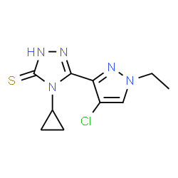 ChemSpider 2D Image | 5-(4-chloro-1-ethylpyrazol-3-yl)-4-cyclopropyl-2H-1,2,4-triazole-3-thione | C10H12ClN5S