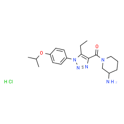 ChemSpider 2D Image | (3-Amino-1-piperidinyl)[5-ethyl-1-(4-isopropoxyphenyl)-1H-1,2,3-triazol-4-yl]methanone hydrochloride (1:1) | C19H28ClN5O2