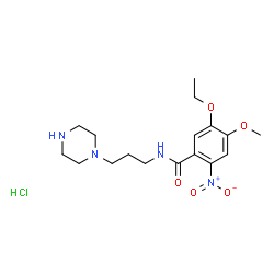 ChemSpider 2D Image | 5-Ethoxy-4-methoxy-2-nitro-N-[3-(1-piperazinyl)propyl]benzamide hydrochloride (1:1) | C17H27ClN4O5