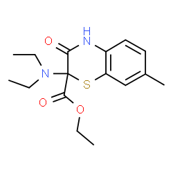 ChemSpider 2D Image | Ethyl 2-(diethylamino)-7-methyl-3-oxo-3,4-dihydro-2H-1,4-benzothiazine-2-carboxylate | C16H22N2O3S