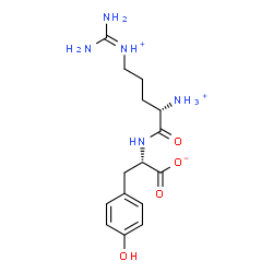 ChemSpider 2D Image | (2S)-2-({(2S)-2-Ammonio-5-[(diaminomethylene)ammonio]pentanoyl}amino)-3-(4-hydroxyphenyl)propanoate | C15H24N5O4