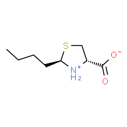 ChemSpider 2D Image | (2R,4S)-2-Butyl-1,3-thiazolidin-3-ium-4-carboxylate | C8H15NO2S