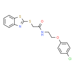 ChemSpider 2D Image | 2-(1,3-Benzothiazol-2-ylsulfanyl)-N-[2-(4-chlorophenoxy)ethyl]acetamide | C17H15ClN2O2S2