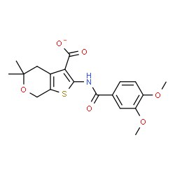 ChemSpider 2D Image | 2-[(3,4-Dimethoxybenzoyl)amino]-5,5-dimethyl-4,7-dihydro-5H-thieno[2,3-c]pyran-3-carboxylate | C19H20NO6S