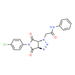 ChemSpider 2D Image | 2-[(3aR,6aR)-5-(4-Chlorophenyl)-4,6-dioxo-4,5,6,6a-tetrahydropyrrolo[3,4-d][1,2,3]triazol-1(3aH)-yl]-N-phenylacetamide | C18H14ClN5O3