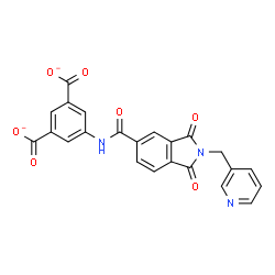 ChemSpider 2D Image | 5-({[1,3-Dioxo-2-(3-pyridinylmethyl)-2,3-dihydro-1H-isoindol-5-yl]carbonyl}amino)isophthalate | C23H13N3O7