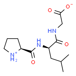 ChemSpider 2D Image | ({N-[(2S)-2-Pyrrolidiniumylcarbonyl]-D-leucyl}amino)acetate | C13H23N3O4