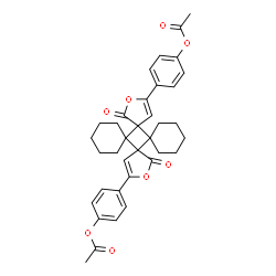 ChemSpider 2D Image | (1,13-Dioxo-2,14-dioxatetraspiro[4.0.5~6~.0.4~12~.0.5~17~.0~5~]docosa-3,15-diene-3,15-diyl)di-4,1-phenylene diacetate | C36H36O8