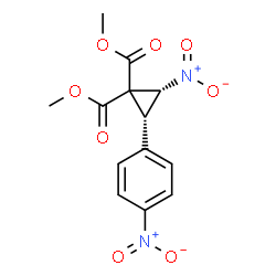 ChemSpider 2D Image | Dimethyl (2R,3R)-2-nitro-3-(4-nitrophenyl)-1,1-cyclopropanedicarboxylate | C13H12N2O8