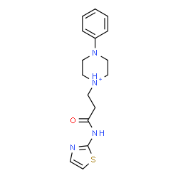 ChemSpider 2D Image | 1-[3-Oxo-3-(1,3-thiazol-2-ylamino)propyl]-4-phenylpiperazin-1-ium | C16H21N4OS