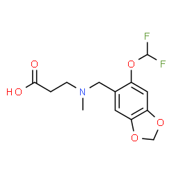 ChemSpider 2D Image | N-{[6-(Difluoromethoxy)-1,3-benzodioxol-5-yl]methyl}-N-methyl-beta-alanine | C13H15F2NO5