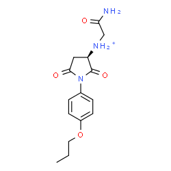 ChemSpider 2D Image | (3R)-N-(2-Amino-2-oxoethyl)-2,5-dioxo-1-(4-propoxyphenyl)-3-pyrrolidinaminium | C15H20N3O4