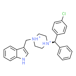 ChemSpider 2D Image | 1-[(R)-(4-Chlorophenyl)(phenyl)methyl]-4-(1H-indol-3-ylmethyl)piperazinediium | C26H28ClN3