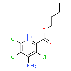 ChemSpider 2D Image | 4-Amino-2-(butoxycarbonyl)-3,5,6-trichloropyridinium | C10H12Cl3N2O2