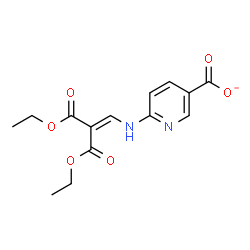 ChemSpider 2D Image | 6-{[3-Ethoxy-2-(ethoxycarbonyl)-3-oxo-1-propen-1-yl]amino}nicotinate | C14H15N2O6