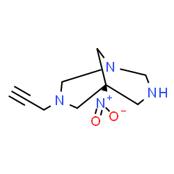 ChemSpider 2D Image | (5R)-5-Nitro-3-(2-propyn-1-yl)-1,3,7-triazabicyclo[3.3.1]nonane | C9H14N4O2