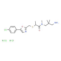 ChemSpider 2D Image | N-(3-Amino-2,2-dimethylpropyl)-2-({[5-(4-chlorophenyl)-1,3-oxazol-2-yl]methyl}sulfanyl)-N-methylpropanamide dihydrochloride | C19H28Cl3N3O2S