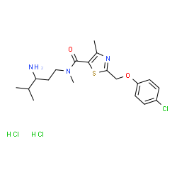 ChemSpider 2D Image | N-(3-Amino-4-methylpentyl)-2-[(4-chlorophenoxy)methyl]-N,4-dimethyl-1,3-thiazole-5-carboxamide dihydrochloride | C19H28Cl3N3O2S