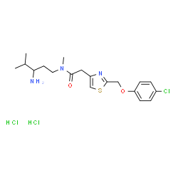 ChemSpider 2D Image | N-(3-Amino-4-methylpentyl)-2-{2-[(4-chlorophenoxy)methyl]-1,3-thiazol-4-yl}-N-methylacetamide dihydrochloride | C19H28Cl3N3O2S