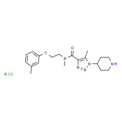 ChemSpider 2D Image | N,5-Dimethyl-N-[2-(3-methylphenoxy)ethyl]-1-(4-piperidinyl)-1H-1,2,3-triazole-4-carboxamide hydrochloride (1:1) | C19H28ClN5O2