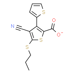 ChemSpider 2D Image | 4'-Cyano-5'-(propylsulfanyl)-2,3'-bithiophene-2'-carboxylate | C13H10NO2S3