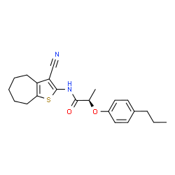 ChemSpider 2D Image | (2R)-N-(3-Cyano-5,6,7,8-tetrahydro-4H-cyclohepta[b]thiophen-2-yl)-2-(4-propylphenoxy)propanamide | C22H26N2O2S