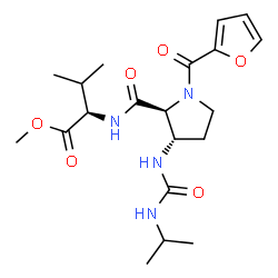ChemSpider 2D Image | Methyl (3S)-1-(2-furoyl)-3-[(isopropylcarbamoyl)amino]-L-prolyl-D-valinate | C20H30N4O6
