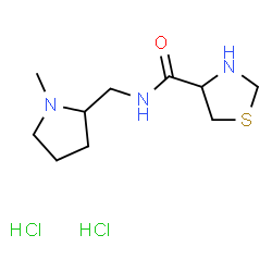 ChemSpider 2D Image | N-[(1-Methyl-2-pyrrolidinyl)methyl]-1,3-thiazolidine-4-carboxamide dihydrochloride | C10H21Cl2N3OS