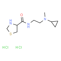 ChemSpider 2D Image | N-{2-[Cyclopropyl(methyl)amino]ethyl}-1,3-thiazolidine-4-carboxamide dihydrochloride | C10H21Cl2N3OS