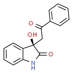 ChemSpider 2D Image | (3R)-3-Hydroxy-3-(2-oxo-2-phenylethyl)-1,3-dihydro-2H-indol-2-one | C16H13NO3