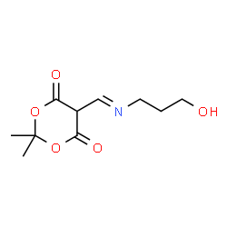 ChemSpider 2D Image | 5-{(E)-[(3-Hydroxypropyl)imino]methyl}-2,2-dimethyl-1,3-dioxane-4,6-dione | C10H15NO5