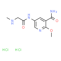 ChemSpider 2D Image | 2-Methoxy-5-[(N-methylglycyl)amino]nicotinamide dihydrochloride | C10H16Cl2N4O3