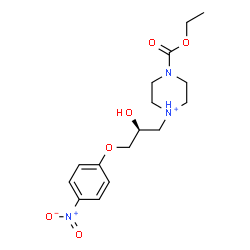 ChemSpider 2D Image | 4-(Ethoxycarbonyl)-1-[(2S)-2-hydroxy-3-(4-nitrophenoxy)propyl]piperazin-1-ium | C16H24N3O6