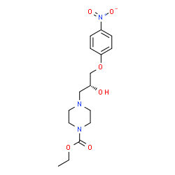 ChemSpider 2D Image | Ethyl 4-[(2R)-2-hydroxy-3-(4-nitrophenoxy)propyl]-1-piperazinecarboxylate | C16H23N3O6