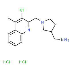 ChemSpider 2D Image | 1-{1-[(3-Chloro-4-methyl-2-quinolinyl)methyl]-3-pyrrolidinyl}methanamine dihydrochloride | C16H22Cl3N3