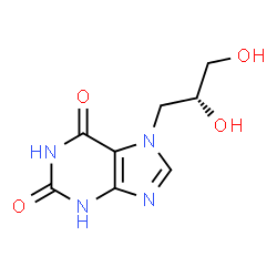 ChemSpider 2D Image | 7-[(2R)-2,3-Dihydroxypropyl]-3,7-dihydro-1H-purine-2,6-dione | C8H10N4O4