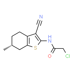 ChemSpider 2D Image | 2-Chloro-N-[(6R)-3-cyano-6-methyl-4,5,6,7-tetrahydro-1-benzothiophen-2-yl]acetamide | C12H13ClN2OS