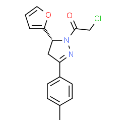 ChemSpider 2D Image | 2-Chloro-1-[(5R)-5-(2-furyl)-3-(4-methylphenyl)-4,5-dihydro-1H-pyrazol-1-yl]ethanone | C16H15ClN2O2
