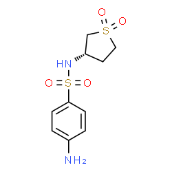 ChemSpider 2D Image | 4-Amino-N-[(3S)-1,1-dioxidotetrahydro-3-thiophenyl]benzenesulfonamide | C10H14N2O4S2