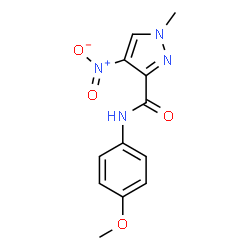 ChemSpider 2D Image | N-(4-Methoxyphenyl)-1-methyl-4-nitro-1H-pyrazole-3-carboxamide | C12H12N4O4