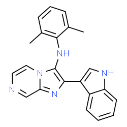 ChemSpider 2D Image | N-(2,6-Dimethylphenyl)-2-(1H-indol-3-yl)imidazo[1,2-a]pyrazin-3-amine | C22H19N5