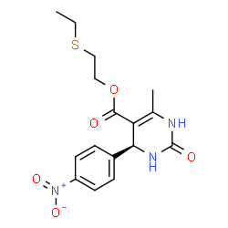ChemSpider 2D Image | 2-(Ethylsulfanyl)ethyl (4S)-6-methyl-4-(4-nitrophenyl)-2-oxo-1,2,3,4-tetrahydro-5-pyrimidinecarboxylate | C16H19N3O5S