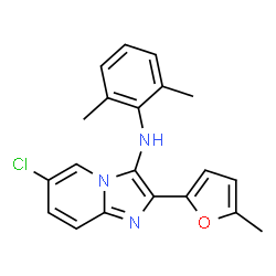 ChemSpider 2D Image | 6-Chloro-N-(2,6-dimethylphenyl)-2-(5-methyl-2-furyl)imidazo[1,2-a]pyridin-3-amine | C20H18ClN3O